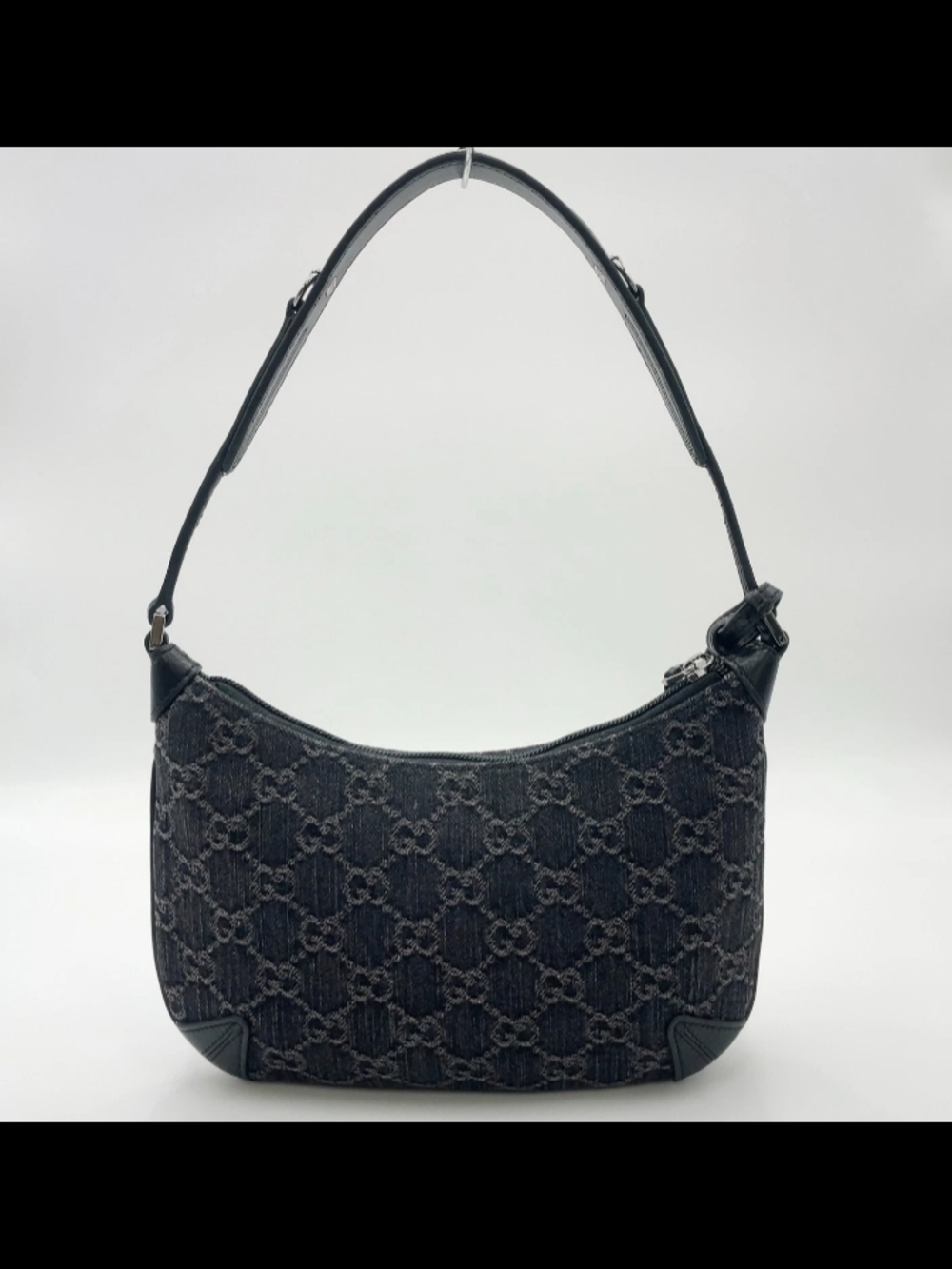 SALE! Gucci Horsebit Slim Small GG Denim/Leather Black Hand/Shoulder Bag - Picture 3 of 16
